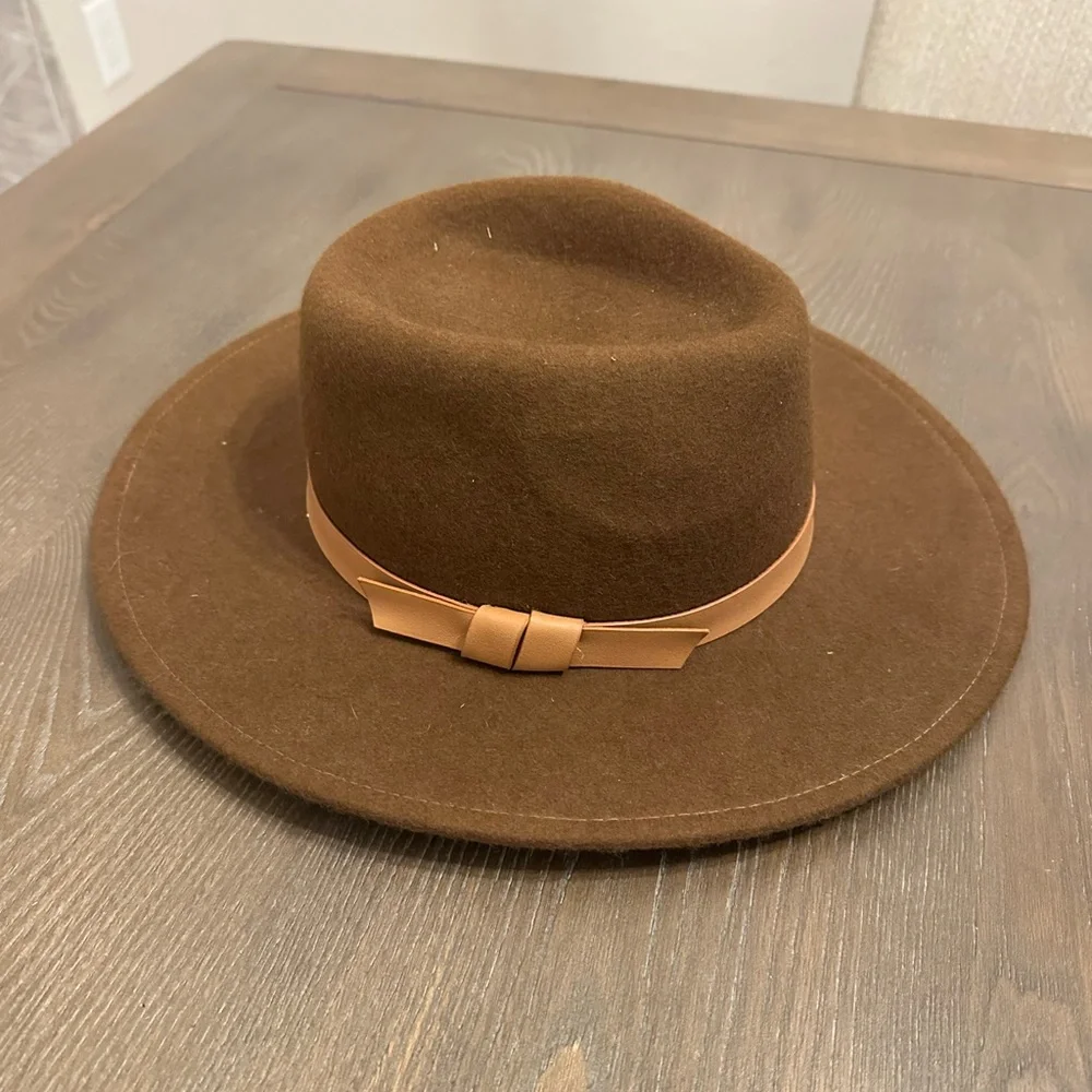 Women’s Boutique Fedora Brown Hat with Tan Belt